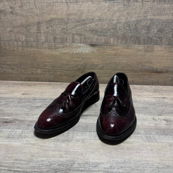 Florsheim Burgundy Leather Wingtip Tasseled Loafers Men's Size 11 - Picture 1 of 6